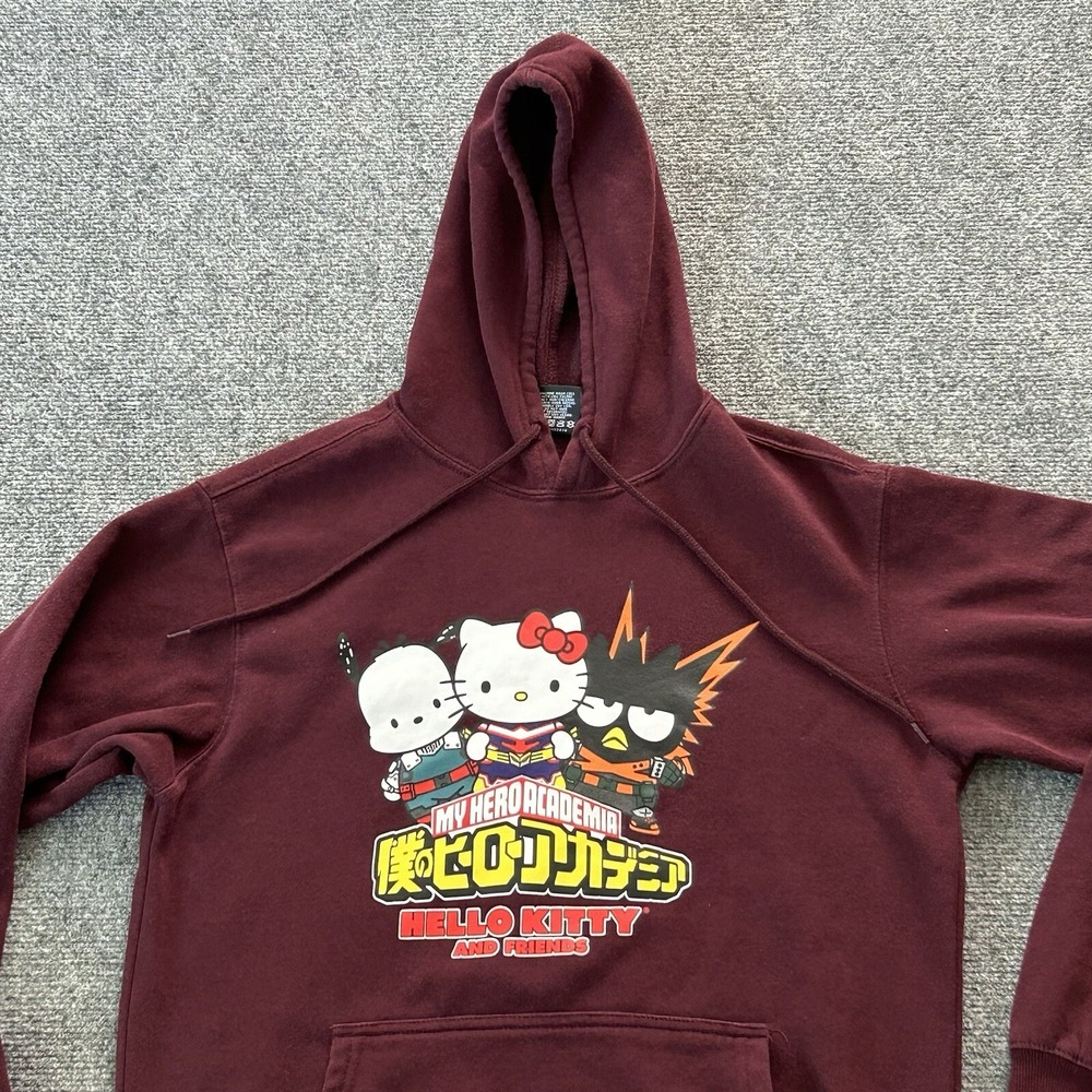 My Hero Academia Sweater Adult Small Burgundy Hello Kitty Friends Maroon‎ Hoodie